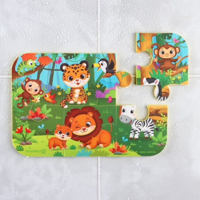 Макси - пазл для игры в ванне «Африка», 6 мягких деталей 47820