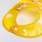 Нагрудник для кормления «Жираф» непромокаемый на кнопке, с карманом, цвет желтый - фото 42852452