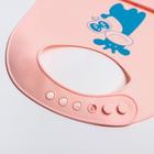 Нагрудник для кормления «Жираф» силиконовый с карманом, цвет розовый - фото 59762782