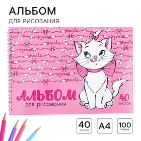 Альбом для рисования А4, 40 листов 100 г/м², на пружине, Коты аристократы 4826578