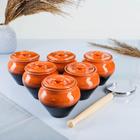 Горшочки для запекания Вятская керамика, набор 6 шт., ухват, 500 мл, МИКС - Фото 5