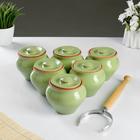 Горшочки для запекания Вятская керамика, набор 6 шт., ухват, 500 мл, салатовые - Фото 7