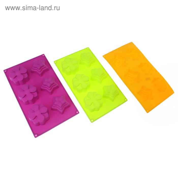 Форма силиконовая для выпечки «Клумба», 12×5,3×2 см, 6 ячеек, цвет МИКС - Фото 1