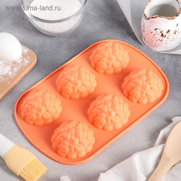 Форма силиконовая для выпечки Доляна «Торжество», 21×4,9×2 см, 6 ячеек, цвет МИКС - Фото 1