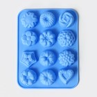 Форма для выпечки Доляна «Немецкий кекс, роза», силикон, 16×21 см, 12 ячеек, цвет голубой - фото 4597396