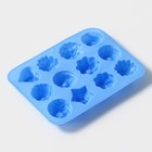 Форма для выпечки Доляна «Немецкий кекс, роза», силикон, 16×21 см, 12 ячеек, цвет голубой - фото 4597398