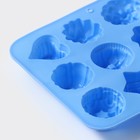 Форма для выпечки Доляна «Немецкий кекс, роза», силикон, 16×21 см, 12 ячеек, цвет голубой - Фото 5