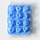 Форма для выпечки Доляна «Немецкий кекс, роза», силикон, 16×21 см, 12 ячеек, цвет голубой - фото 4597402