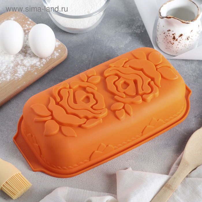 Форма силиконовая для выпечки Доляна «Хлеб. Розы», 29,5×14×7 см, цвет МИКС - Фото 1