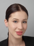 Серьги со стразами «Магия» бусинка в сплетении, белые в серебре - фото 66059646