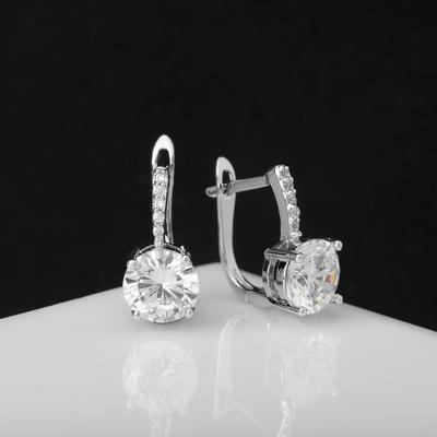 Серьги со стразами «Блум» магия, белые в серебре