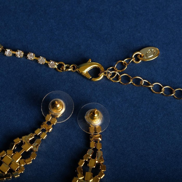 Набор 2 предмета: серьги, колье «Сияй» Лори, цвет белый в золоте, 45 см - фото 1885064024