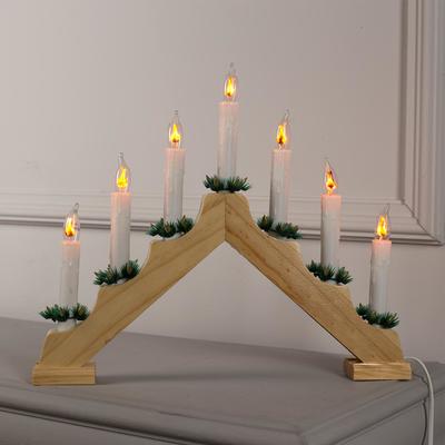 УЦЕНКА Светодиодная фигура «Рождественская горка» 39.5×33×5 см, дерево, 220 В, эффект пламени