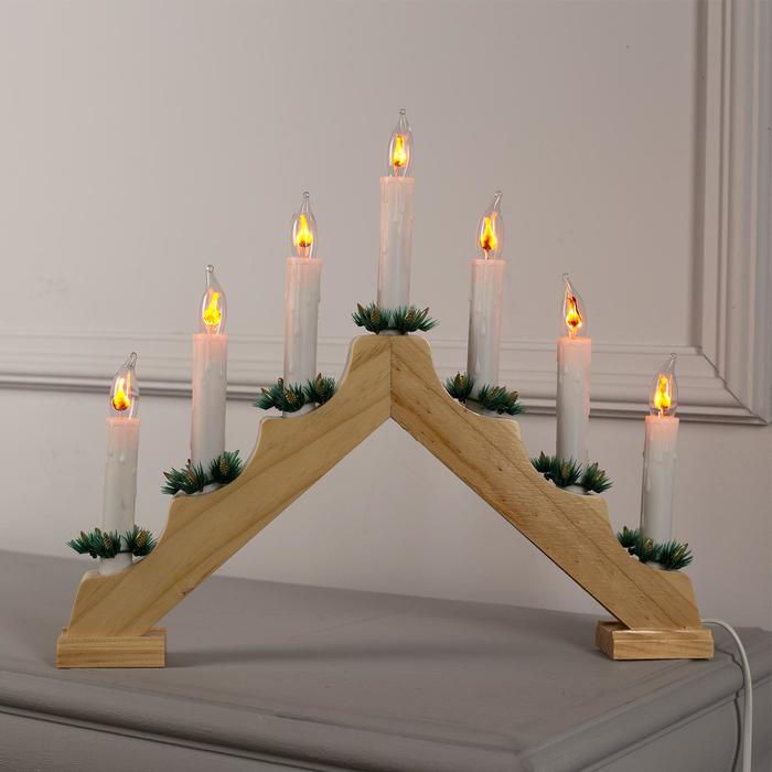 Светодиодная фигура «Рождественская горка» 39.5 × 33 × 5 см, дерево, 220 В, эффект пламени, УЦЕНКА - Фото 1