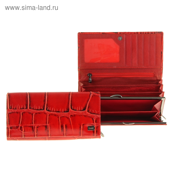 Кошелёк женский на клапане, 3 отдела, глянцевый, красный - Фото 1