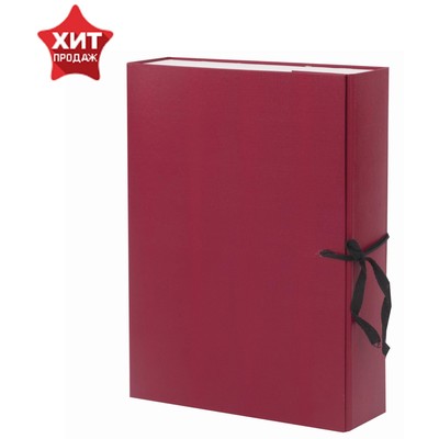 Короб архивный с завязками А4 Calligrata, 80 мм, бумвинил, до 700 листов, бордовый
