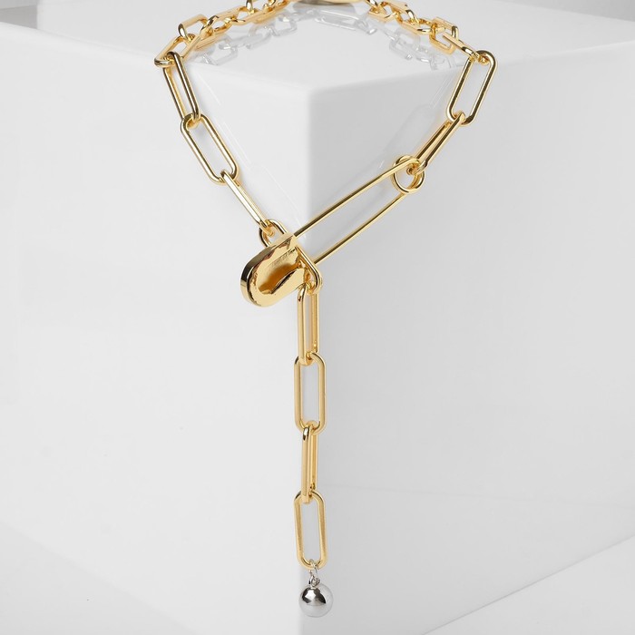 Кулон «Цепь» булавка с плетением, цвет золото, L=45 см - Фото 1