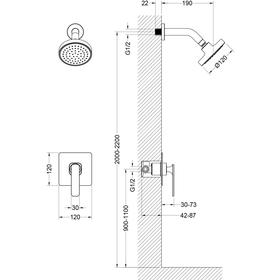 

Душевая система Timo Torne SX-4379/00SM, встроенная, верхняя лейка, хром