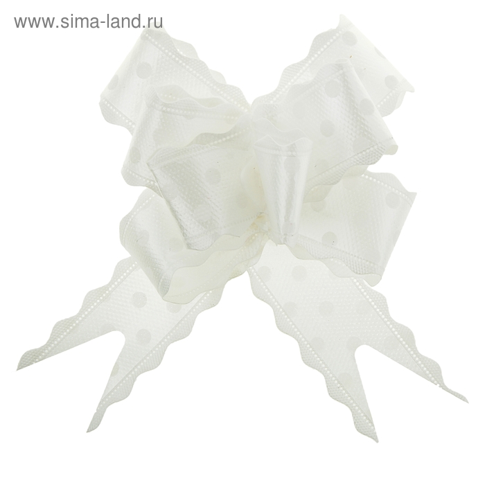 Бант-бабочка №3 "Горох", цвет белый - Фото 1