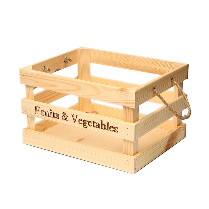 Ящик для овощей и фруктов, 35 × 28 × 21 см, деревянный - Фото 1