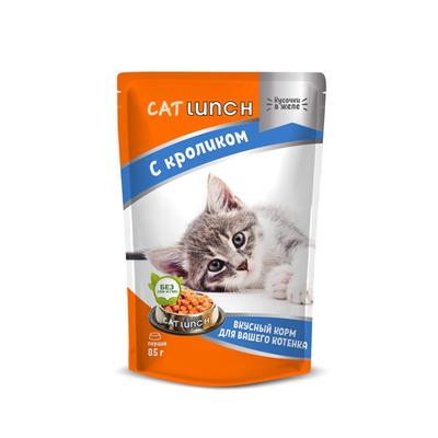 Влажный корм Cat Lunch для котят, кролик в желе, 85 г
