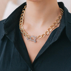 Колье «Цепь» гвоздик со стразами, цвет белый в золотисто-серебристом, L=42 см - фото 21118374