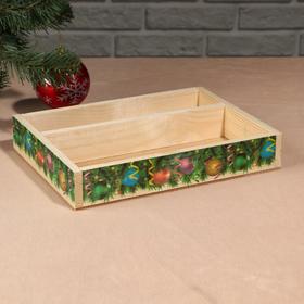 Ящик-кашпо подарочный 'Новогодние шары', 2 отдела, 25,5x20x5 см