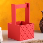 Кашпо деревянное "Эллада, сетка", с ручкой, красный, 12,5×12,5×10(23) см - фото 52889345