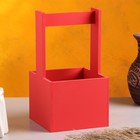 Кашпо деревянное "Эллада, сетка", с ручкой, красный, 12,5×12,5×10(23) см - фото 52889346