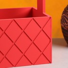 Кашпо деревянное "Эллада, сетка", с ручкой, красный, 12,5×12,5×10(23) см - фото 52889348