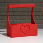 Кашпо деревянное "Symmetric Heart", с ручкой, красный, 25×12,5×10(28) см - Фото 2