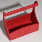 Кашпо деревянное "Symmetric Heart", с ручкой, красный, 25×12,5×10(28) см - Фото 3