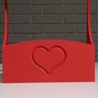 Кашпо деревянное "Symmetric Heart", с ручкой, красный, 25×12,5×10(28) см - Фото 4