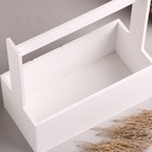 Кашпо деревянное "Эллада большая, сетка", с ручкой, белый, 25×12,5×10(25) см - Фото 4