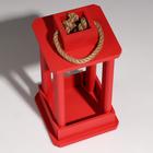 Кашпо деревянное "Фонарь", ручка верёвка, красный, 16×16×30 см - Фото 3