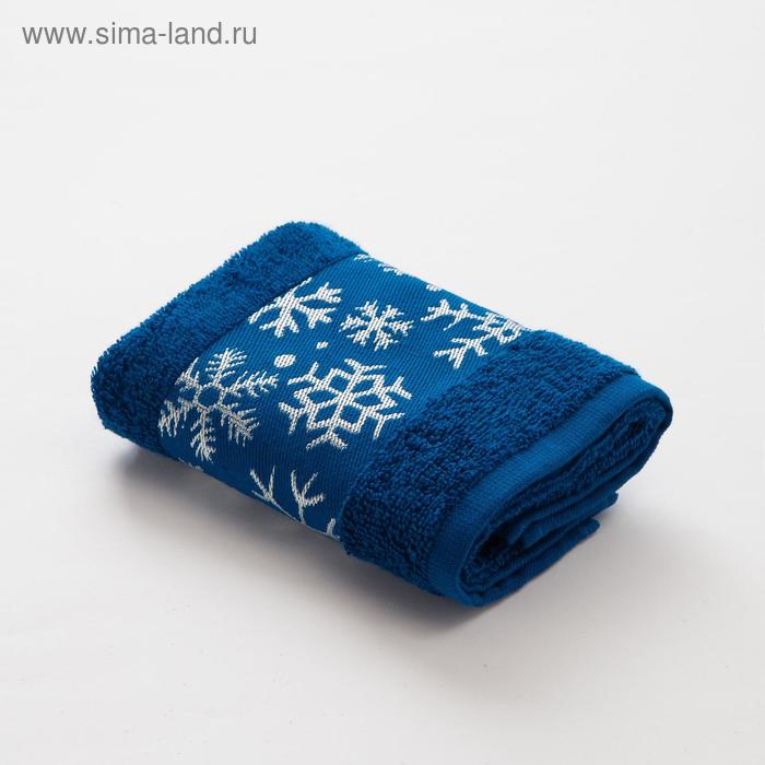 Полотенце махровое LoveLife «Снежинки», 30х60 см, цвет синий - Фото 1