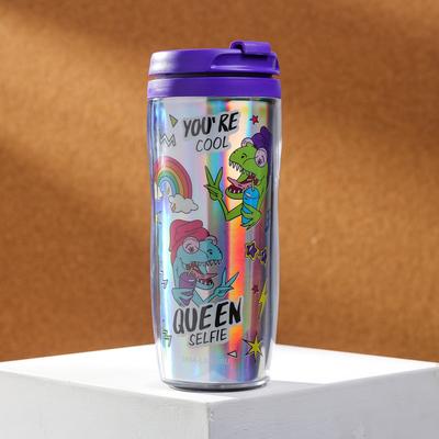 Термокружка с голографической вставкой Selfie Queen, 350 мл, сохраняет тепло 2 ч