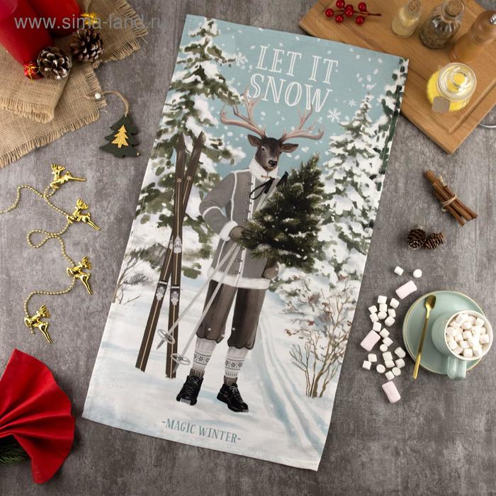 Полотенце "Этель" Let it snow 40х73 см, 100% хл, саржа 190 гр/м2 - Фото 1