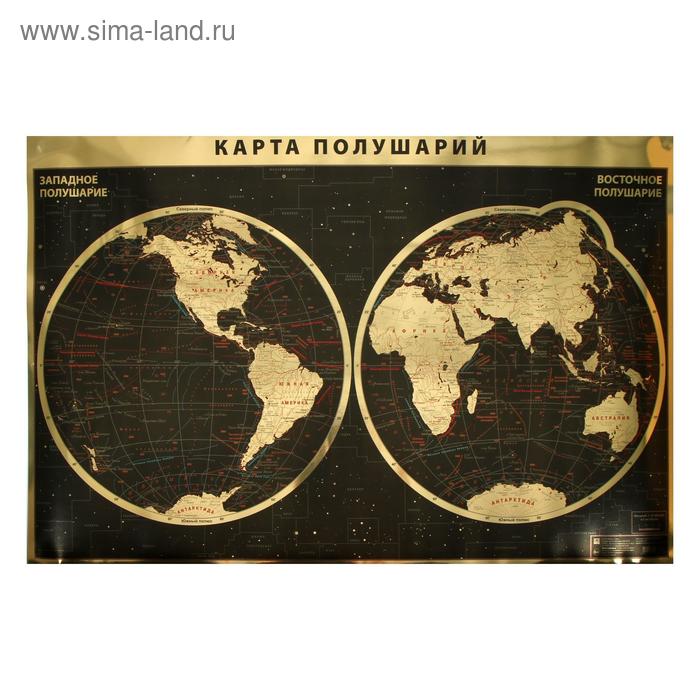 Интерьерная карта Мира/полушарий (физическая). (GOLD) - Фото 1