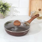 Сковорода KUKMARA Granit ultra red, d=26 см, пластиковая ручка, стеклянная крышка, антипригарное покрытие, алюминий, коричневая - Фото 1