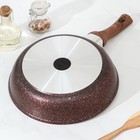 Сковорода KUKMARA Granit ultra red, d=26 см, пластиковая ручка, стеклянная крышка, антипригарное покрытие, алюминий, коричневая - Фото 3