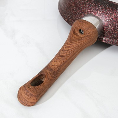 Сковорода KUKMARA Granit ultra red, d=26 см, пластиковая ручка, стеклянная крышка, антипригарное покрытие, алюминий, коричневая