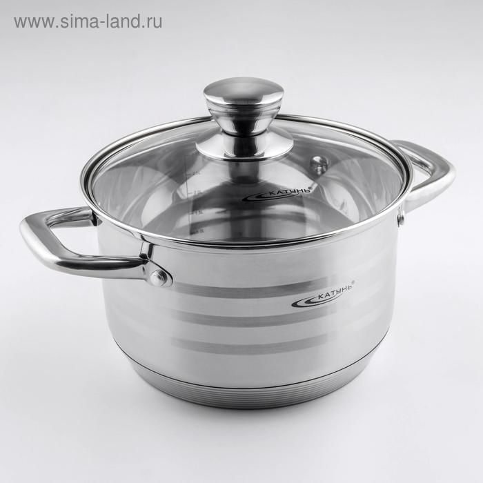Кастрюля Катунь «Элис», 3.5 л, d=20 см, капсульное дно, индукция, нержавеющая сталь, AISI - 201 - Фото 1