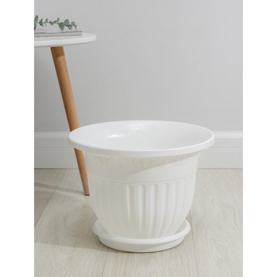 Горшок для цветов с поддоном «Лозанна»,11 л, пластиковый, белый