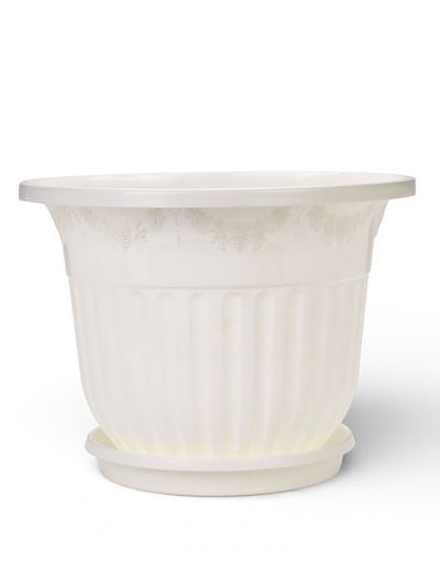 Горшок для цветов с поддоном «Лозанна», 17 л, d=41 см, пластиковый, белый