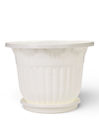 Горшок для цветов с поддоном «Лозанна», 25 л, пластиковый, белый