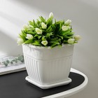 Горшок для цветов с поддоном «Лозанна», 3 л, пластиковый, белый - Фото 1