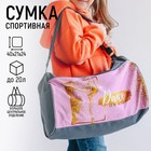 Сумка для фитнеса Гимнастка на молнии, наружный карман, цвет серый/розовый - фото 318377031