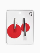 Серьги ассорти «Арт», линии, красные в серебре - Фото 4