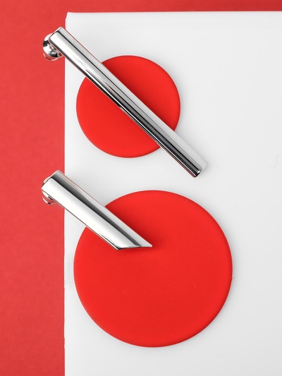 Серьги ассорти «Арт» линии, цвет красный в серебре